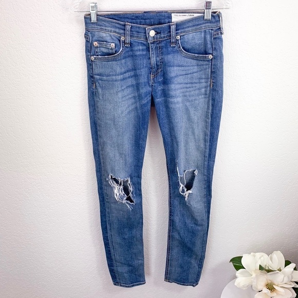 Rag & Bone Mid Rise Skinny Carmine Distressed Jean - Picture 2 of 8